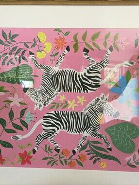 NEW Sapna Shah 20" X 24"-2 Zebras Wall Art